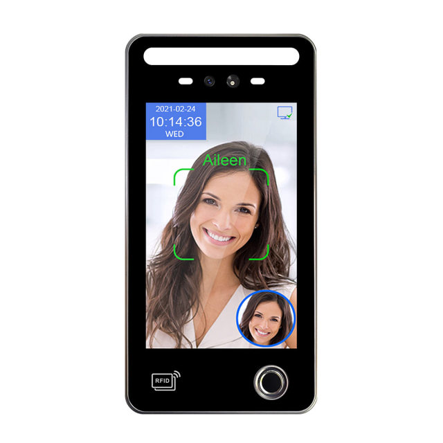 Timy TM-AI08FW — Timy TM-AI08FW dual-biometric terminal combining AI face recognition with fingerprint verification and built-in WiFi on a 5-inch IPS display for Time Attendance in UAE
