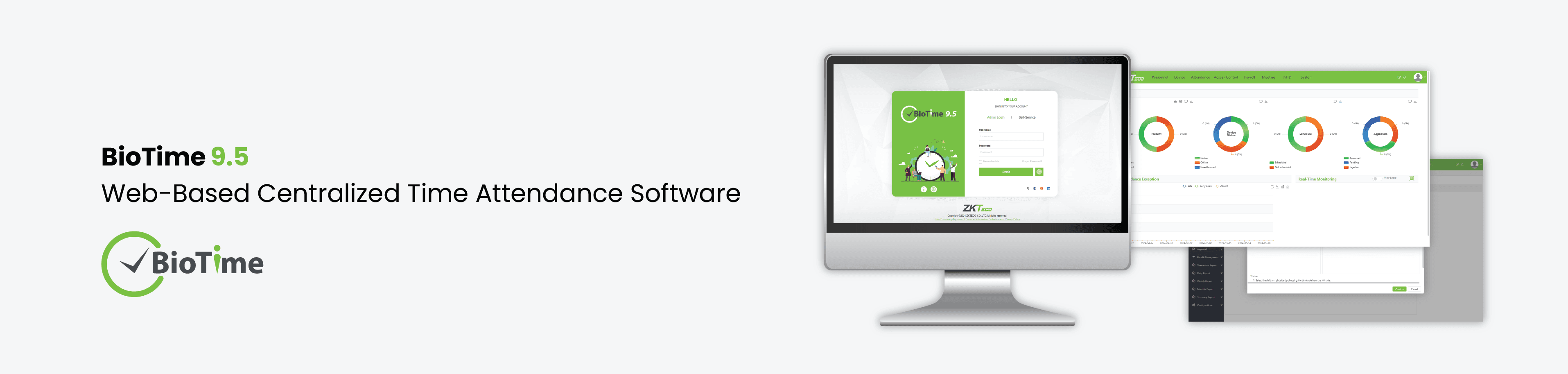 ZKTeco BioTime — ZKTeco BioTime web platform for centralized attendance reporting, shifts, and policy automation for Time Attendance in UAE