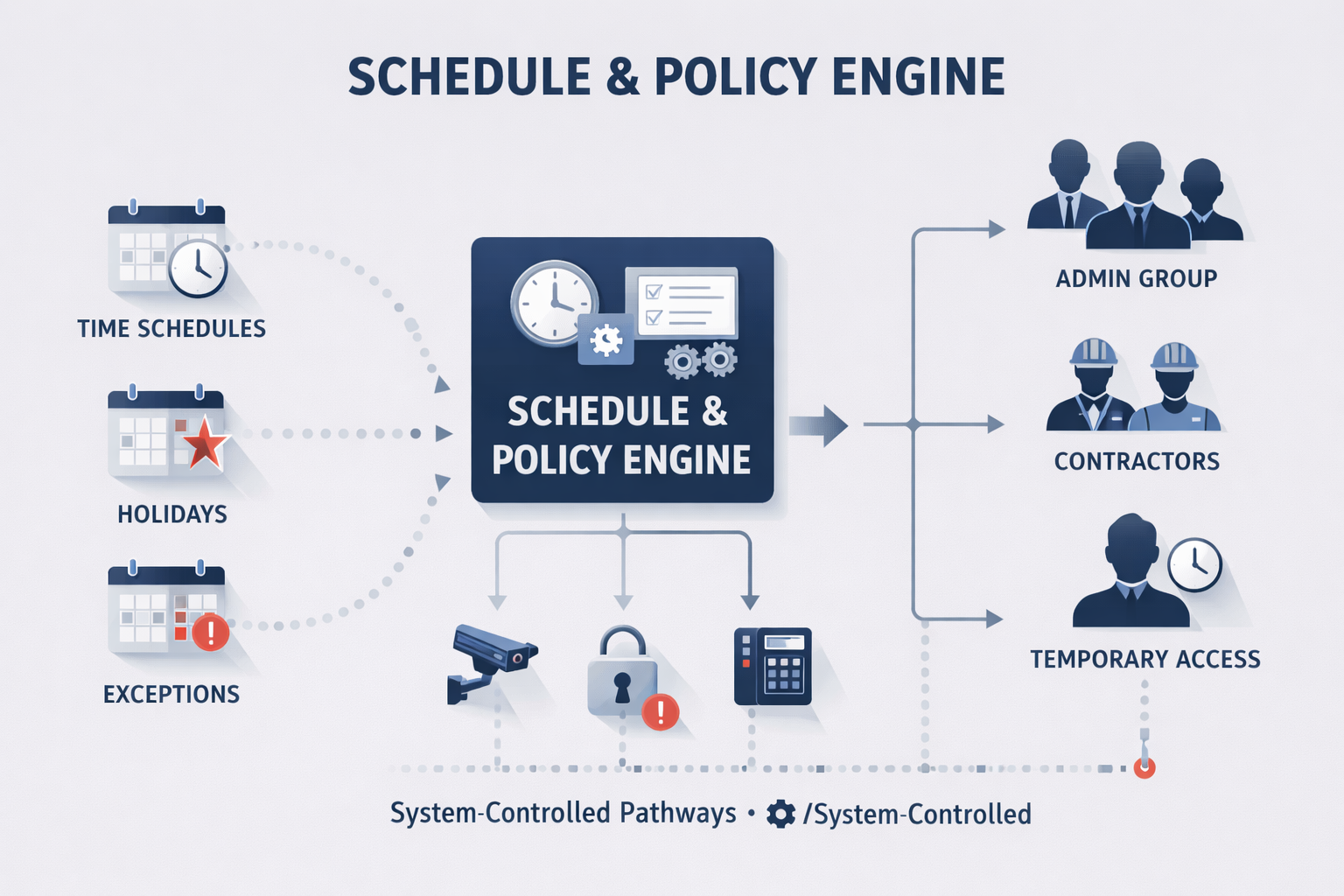 Access control system software for schedule and policy management