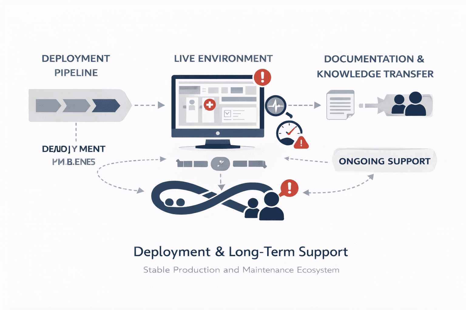 Custom application deployment and long-term support for enterprise software operations