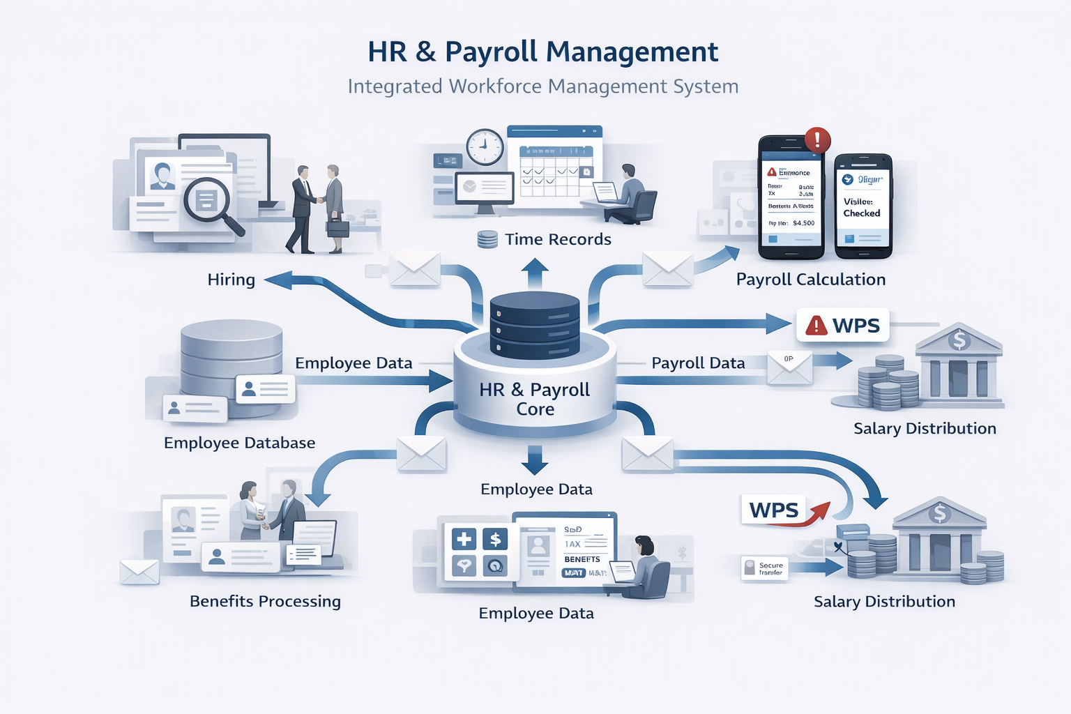 ERP HR and payroll management with WPS compliance for UAE enterprises