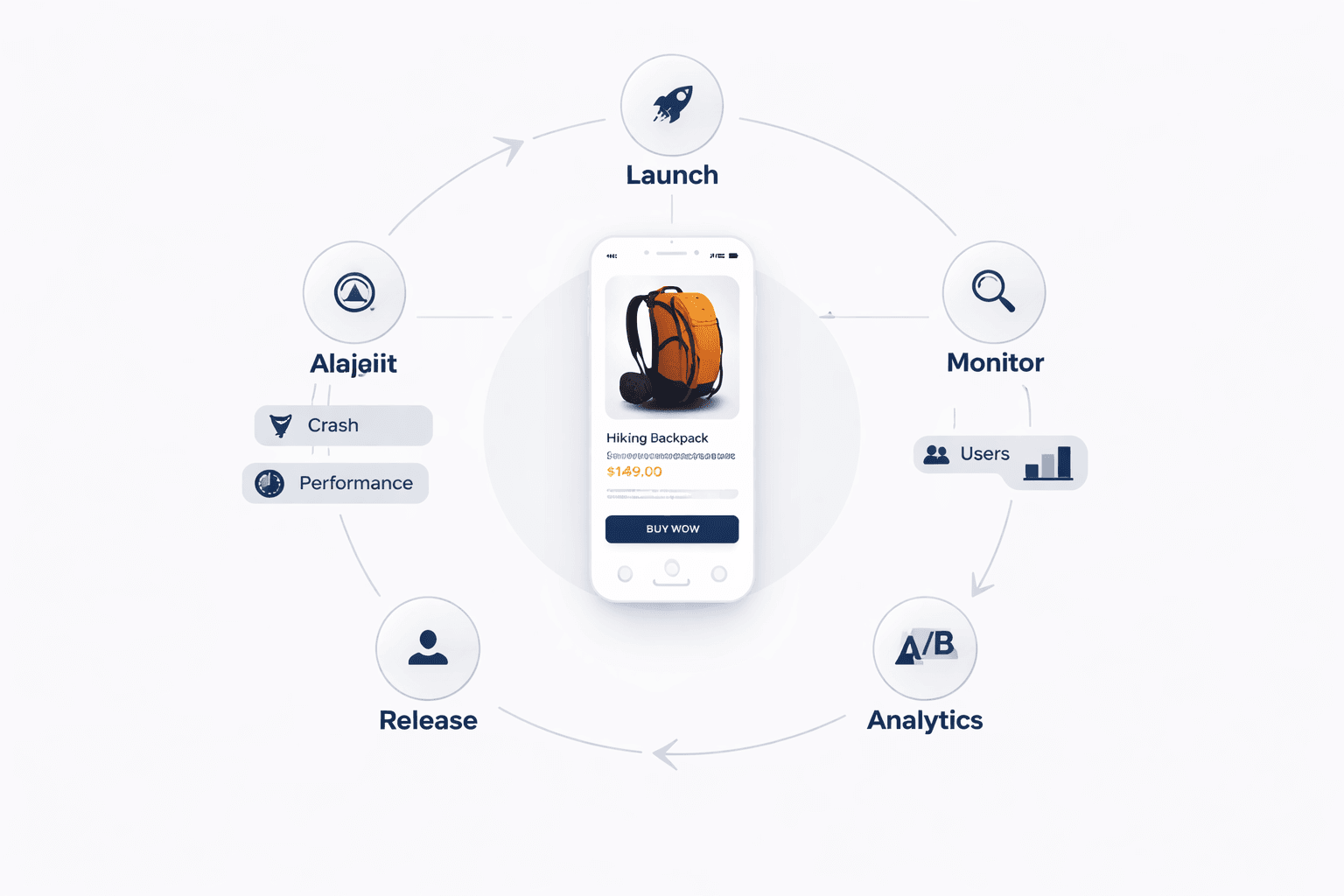 Mobile app launch and continuous improvement with analytics and monitoring