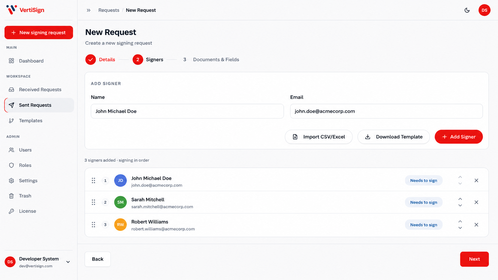 VertiSign secure guided signing experience with OTP and magic link access