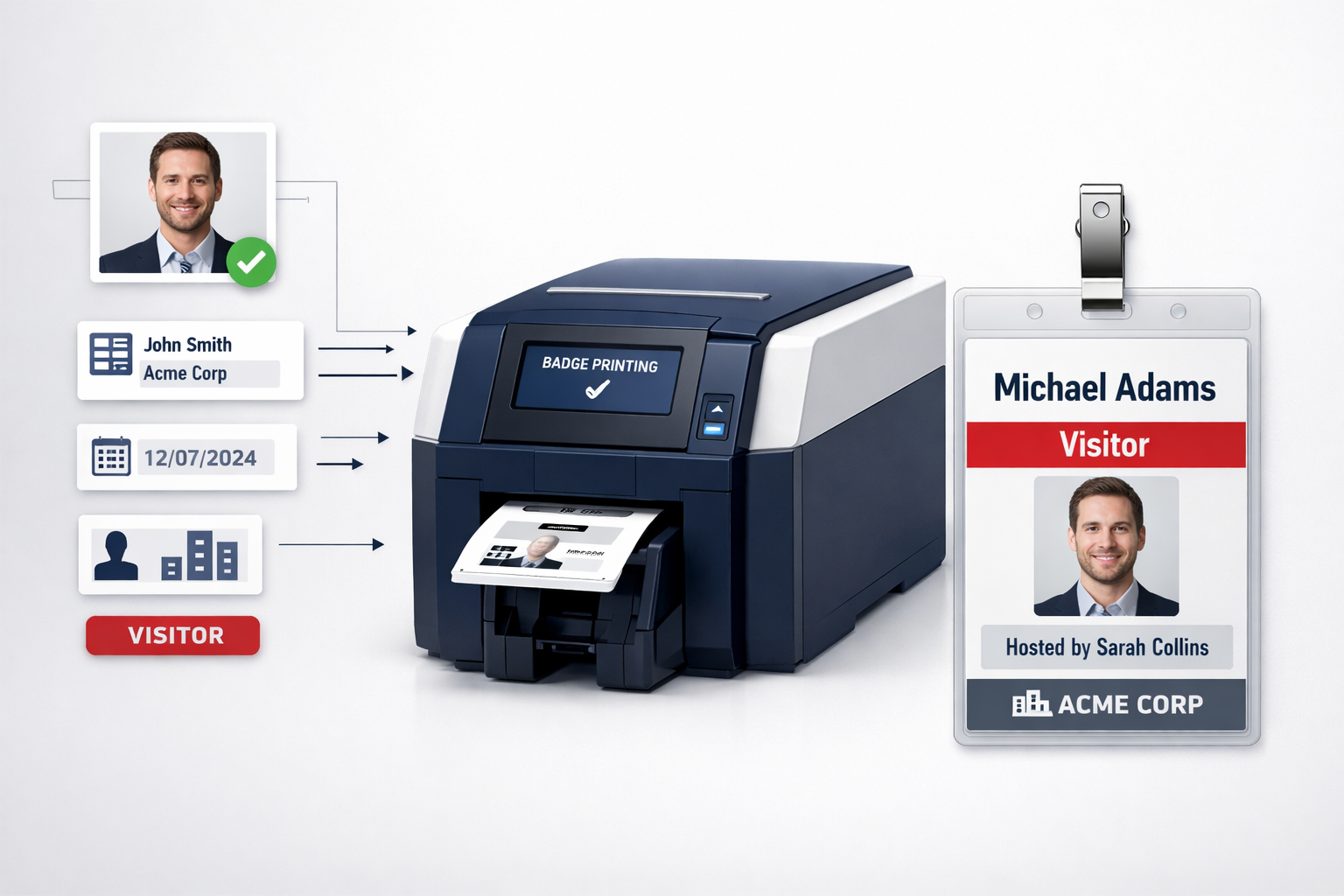 Digital visitor management system with professional visitor badge printing