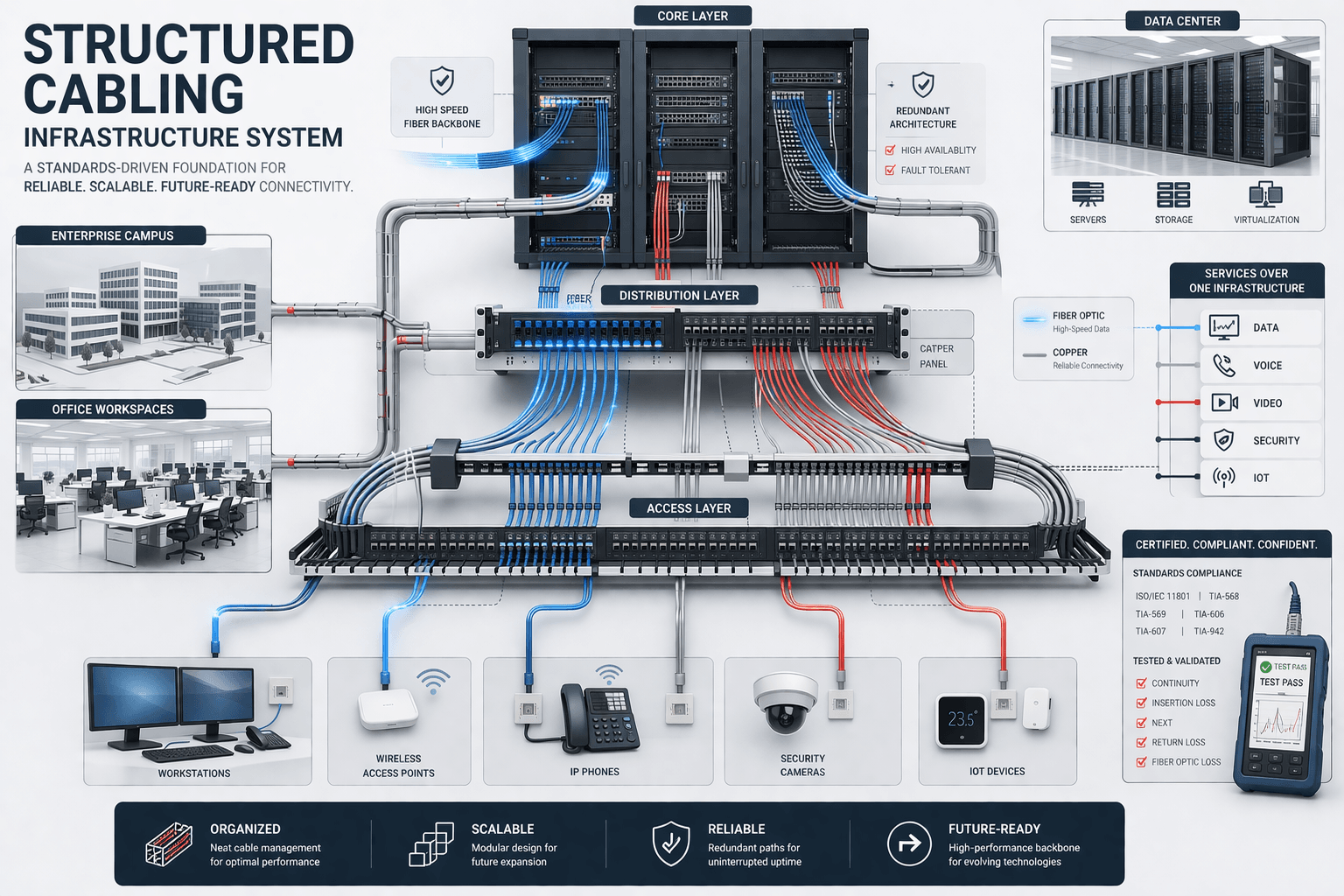Structured Cabling Solution overview dashboard for enterprise deployments in UAE